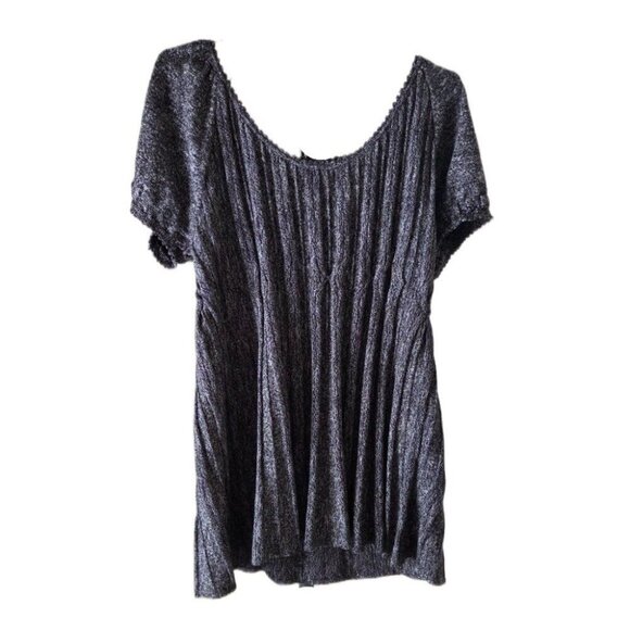 Max Edition Charcoal Gray Short Sleeve Tunic Lightweight Sweater Top - Picture 2 of 3